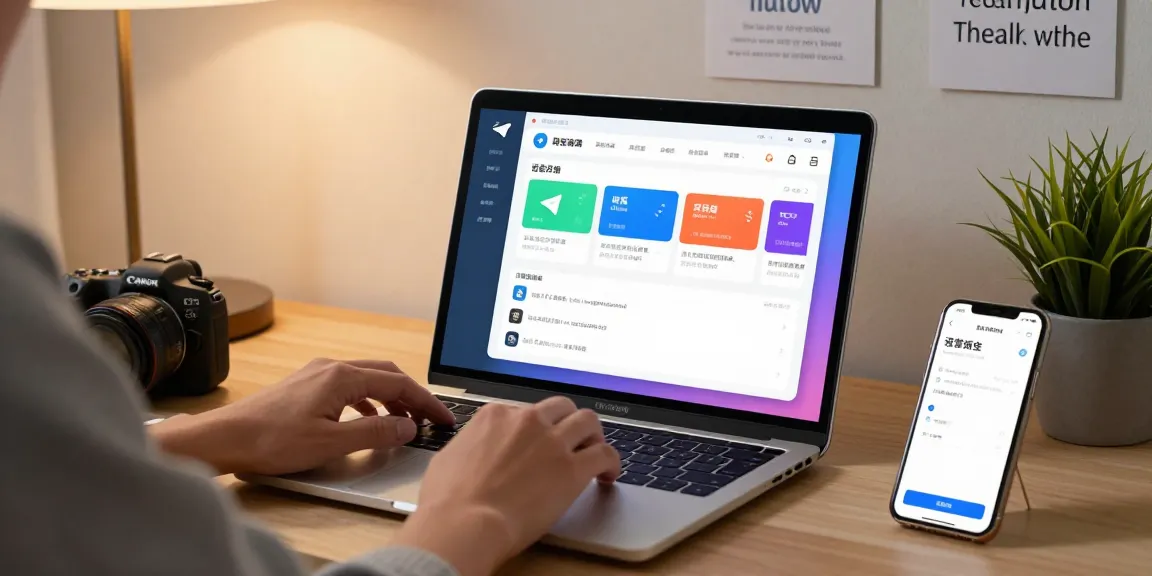 Customize the Telegram Chinese Version interface in a modern home office.